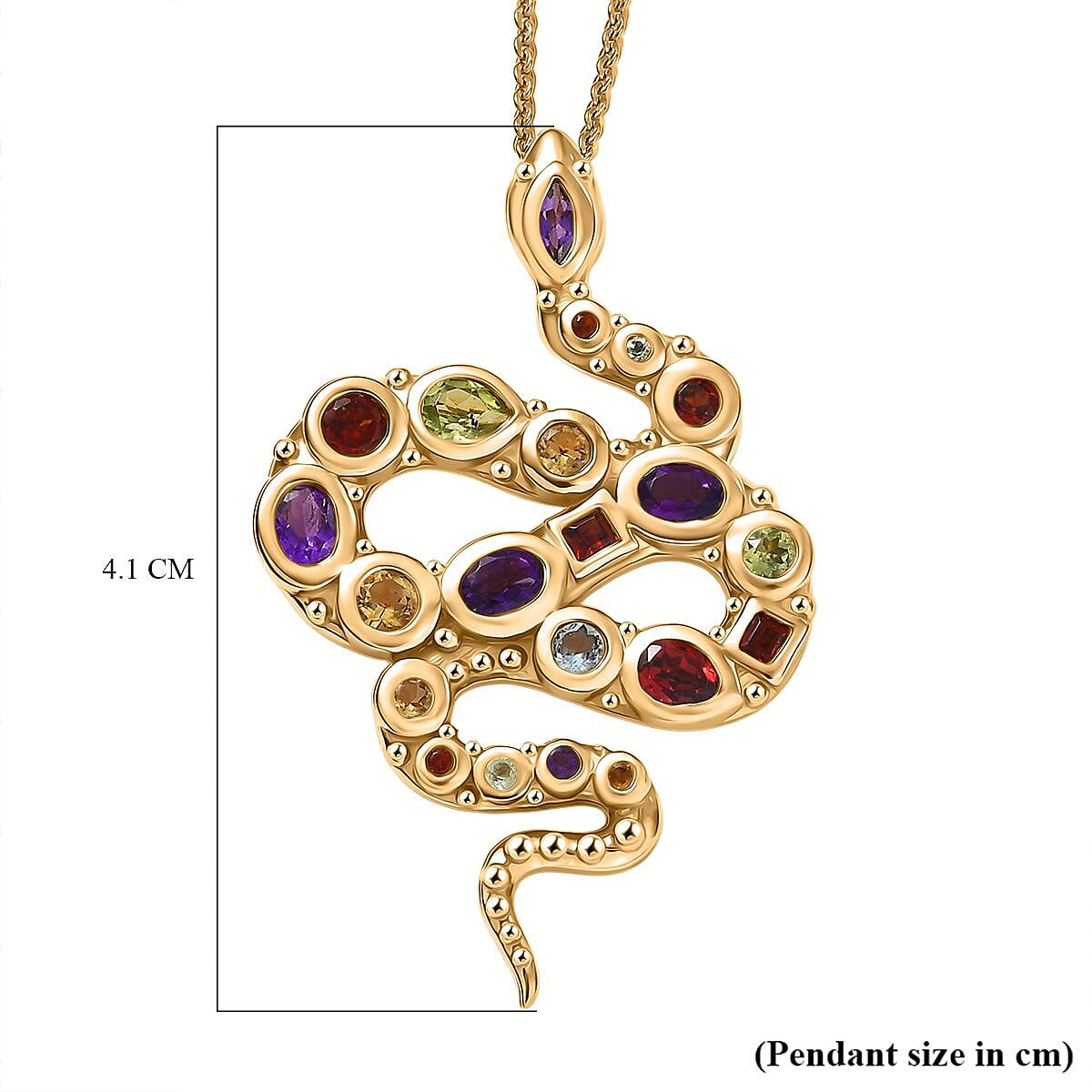 GP- Serpentine Collection Multi-Gemstone &amp; Blue Sapphire Pendant with Chain (Size 20) in 18K Vermeil Yellow Gold Plated Sterling Silver 1.78 Ct. 4436093 8