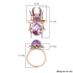 GP Italian Garden Collection - Amethyst, Rhodolite Garnet & Natural Zircon Ring in 18K Vermeil RG Plated Sterling Silver 6.75 Ct, Silver Wt. 5.60 Gms