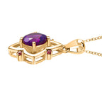 AAA African Amethyst & Rhodolite Garnet Pendant with Chain (Size 20) in 14K Yellow Gold Plated Sterling Silver 1.94 Ct.