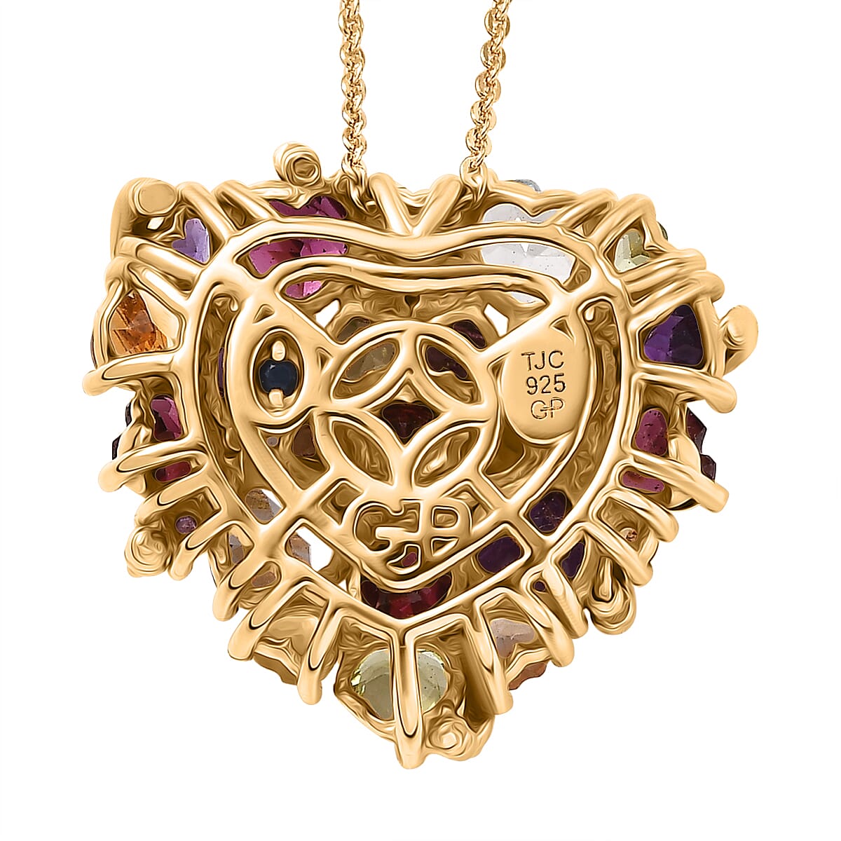 GP African Amethyst, Citrine &amp; Multi Gemstones Pendant with Chain (Size - 20) in 18K Vermeil Yellow Gold Plated Sterling Silver 6.37 Ct, Gold Wt. 8.40 Gms. 4334369 5
