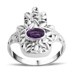 Royal Bali Collection - Amethyst Ring in Sterling Silver 1.10 Ct, Silver Wt. 5.6 Gms
