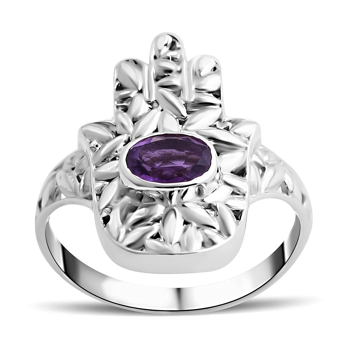 Royal Bali Collection - Amethyst Ring in Sterling Silver 1.10 Ct, Silver Wt. 5.6 Gms 7654199 0