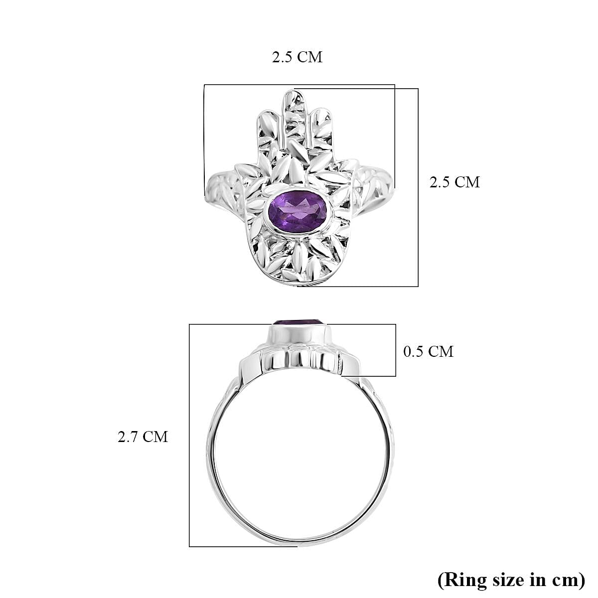 Royal Bali Collection - Amethyst Ring in Sterling Silver 1.10 Ct, Silver Wt. 5.6 Gms 7654199 5