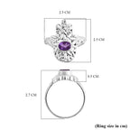 Royal Bali Collection - Amethyst Ring in Sterling Silver 1.10 Ct, Silver Wt. 5.6 Gms