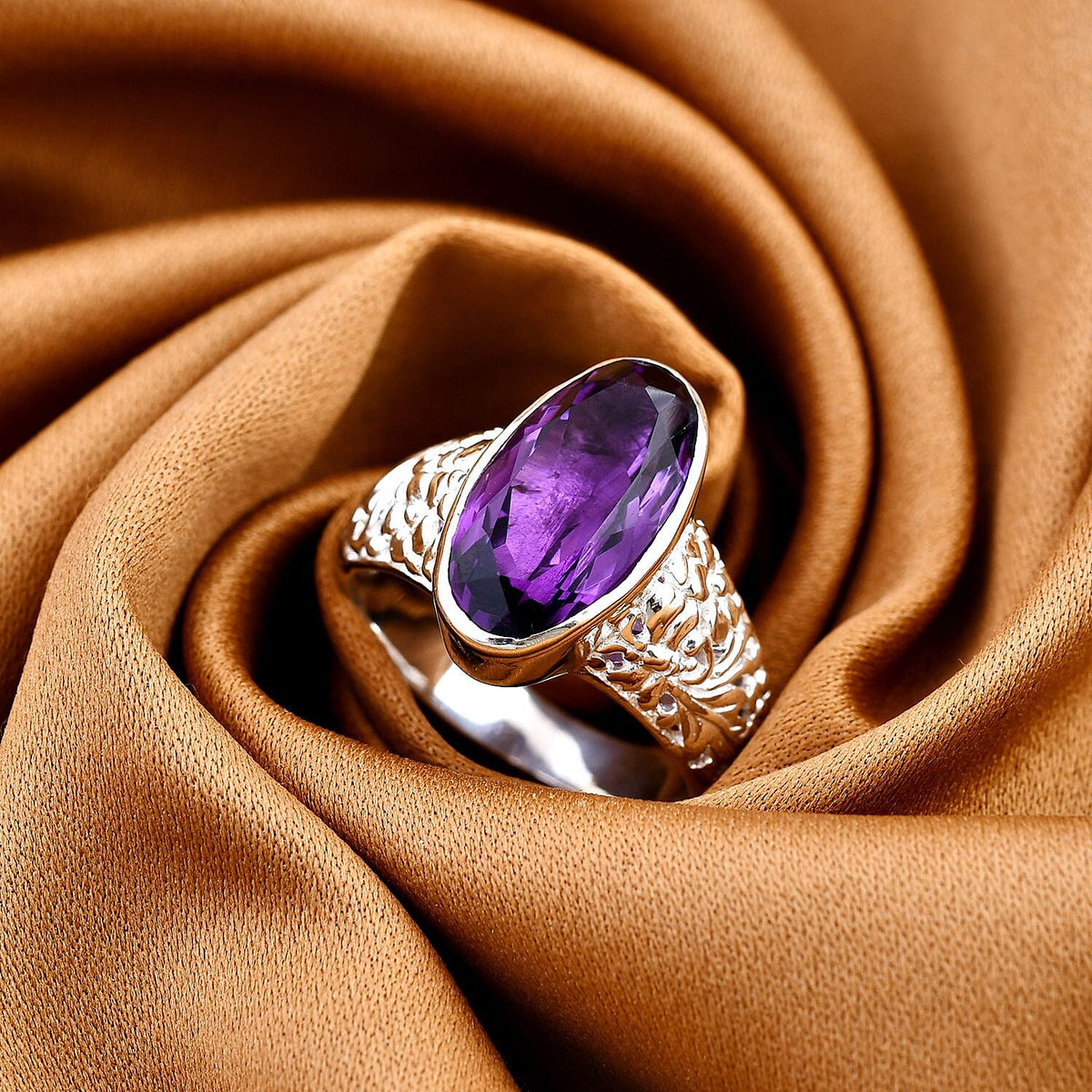 African Amethyst  Ring  Sterling Silver 7.20 ct,  Silver Wt. 8 Gms  7.200  Ct. 7656273 1