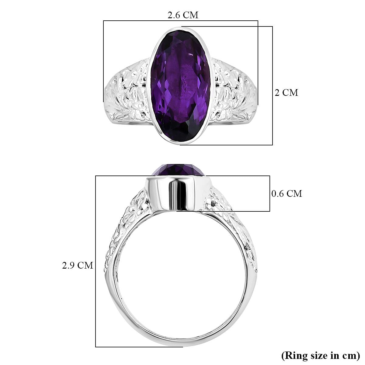 African Amethyst  Ring  Sterling Silver 7.20 ct,  Silver Wt. 8 Gms  7.200  Ct. 7656273 5