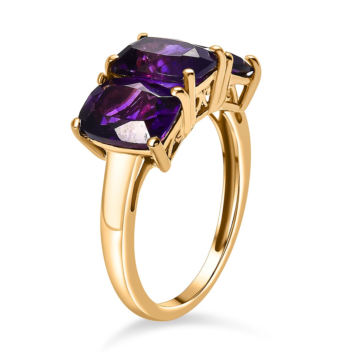 African Amethyst Trilogy Ring in 18K Vermeil Yellow Gold Plated Sterling Silver 4.20 Ct 8051203 4