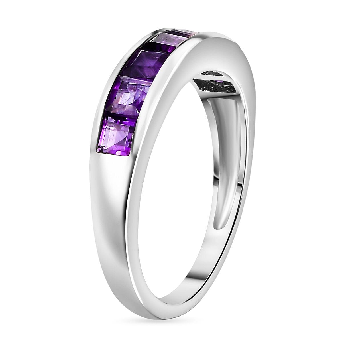 African Amethyst Half-Eternity Ring in Platinum Overlay Sterling Silver, 0.973  Ct. 7799477 4