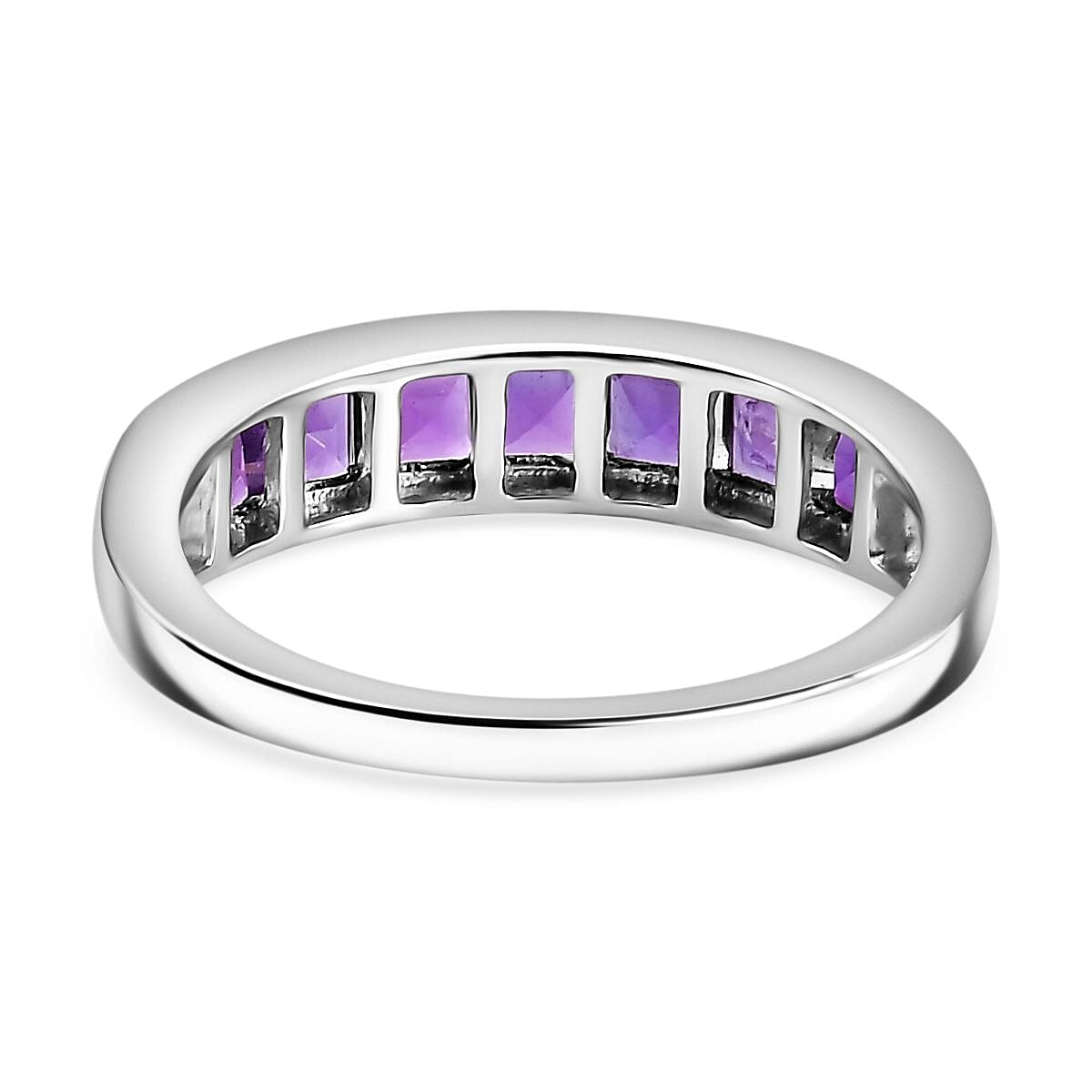 African Amethyst Half-Eternity Ring in Platinum Overlay Sterling Silver, 0.973  Ct. 7799477 5