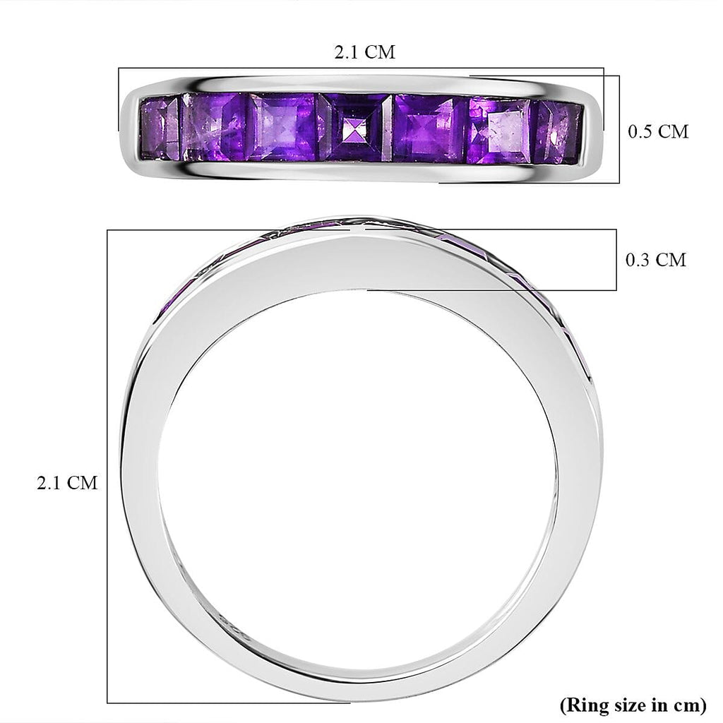 African Amethyst  Ring in Platinum Overlay Sterling Silver 1.76 ct