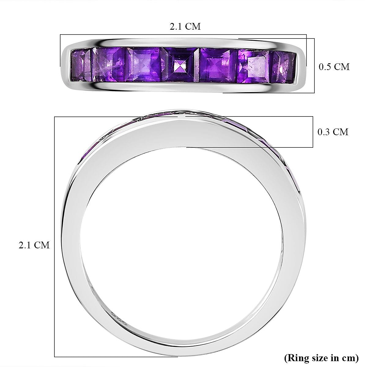 African Amethyst Half-Eternity Ring in Platinum Overlay Sterling Silver, 0.973  Ct. 7799477 6