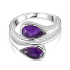 LUCY Q - Drop Collection African Amethyst Pear Cut Bypass Ring in Rhodium Overlay Sterling Silver 2.40 Ct.
