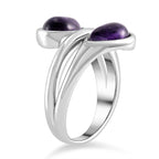 LUCY Q - Drop Collection African Amethyst Pear Cut Bypass Ring in Rhodium Overlay Sterling Silver 2.40 Ct.