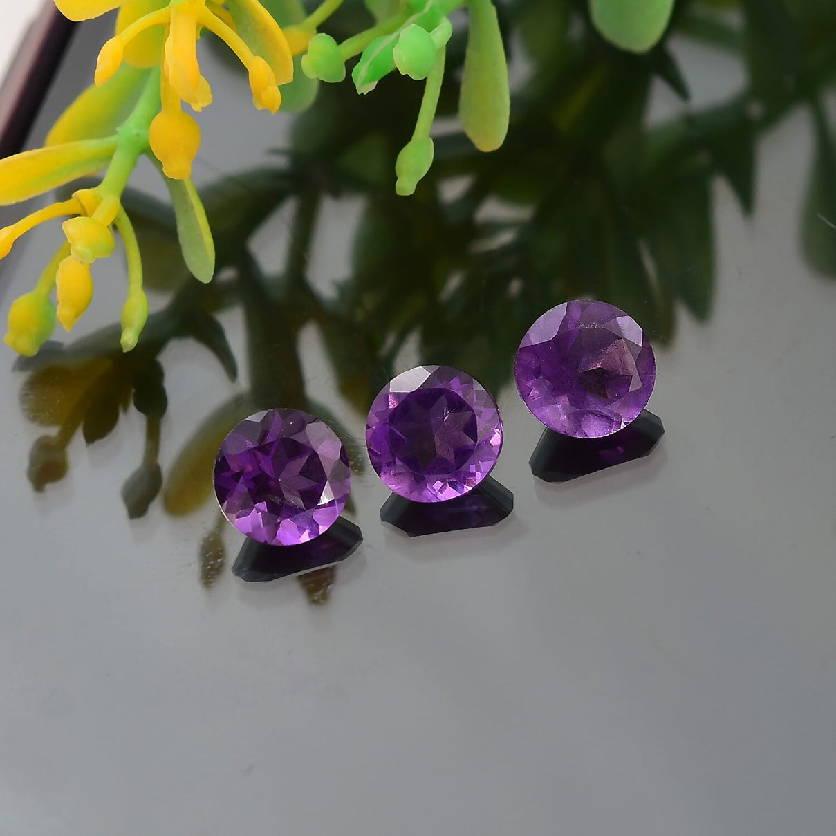 3.27 Ct. Set of 3 African Amethyst Loose Gemstones in Round Shape 8063624 2