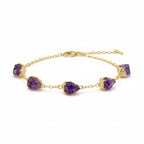 African Amethyst Ruff Cut Bracelet (Size 7 - 1.5 Ext) in Yellow Gold Plated 20.00 Ct.