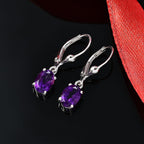 African Amethyst Solitaire Lever Back Earring in Rhodium Overlay Sterling Silver 2.24 Ct.