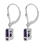African Amethyst Solitaire Lever Back Earring in Rhodium Overlay Sterling Silver 2.24 Ct.