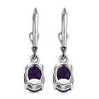 African Amethyst Solitaire Lever Back Earring in Rhodium Overlay Sterling Silver 2.24 Ct.