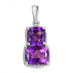 African Amethyst Solitaire Pendant in Rhodium Overlay Sterling Silver 3.48 Ct.