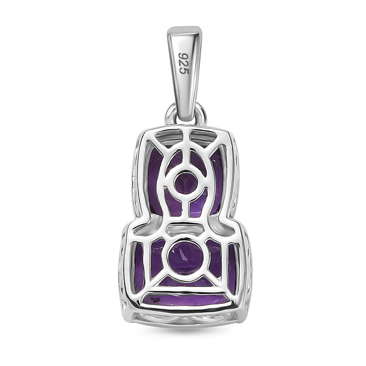 African Amethyst Solitaire Pendant in Rhodium Overlay Sterling Silver 3.48 Ct. 8101892 5