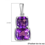 African Amethyst Solitaire Pendant in Rhodium Overlay Sterling Silver 3.48 Ct.