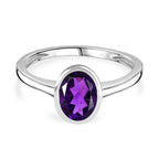 African Amethyst Solitaire Ring Sterling Silver 1.16 ct