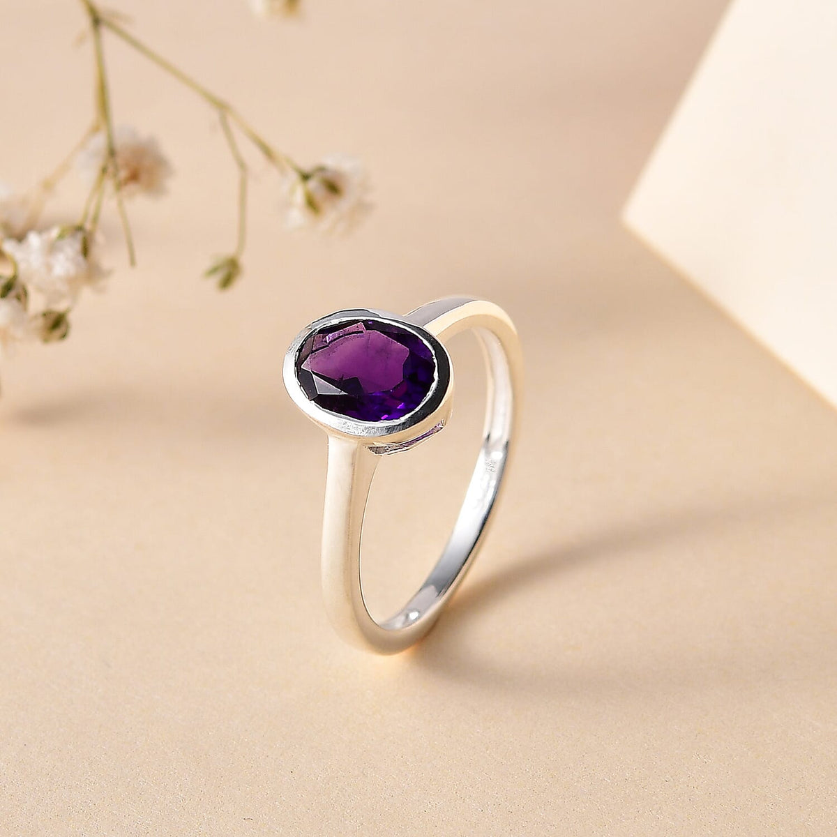 African Amethyst Solitaire Ring Sterling Silver 1.16 ct 7796775 1