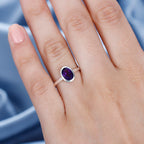 African Amethyst Solitaire Ring Sterling Silver 1.16 ct