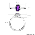 African Amethyst Solitaire Ring Sterling Silver 1.16 ct
