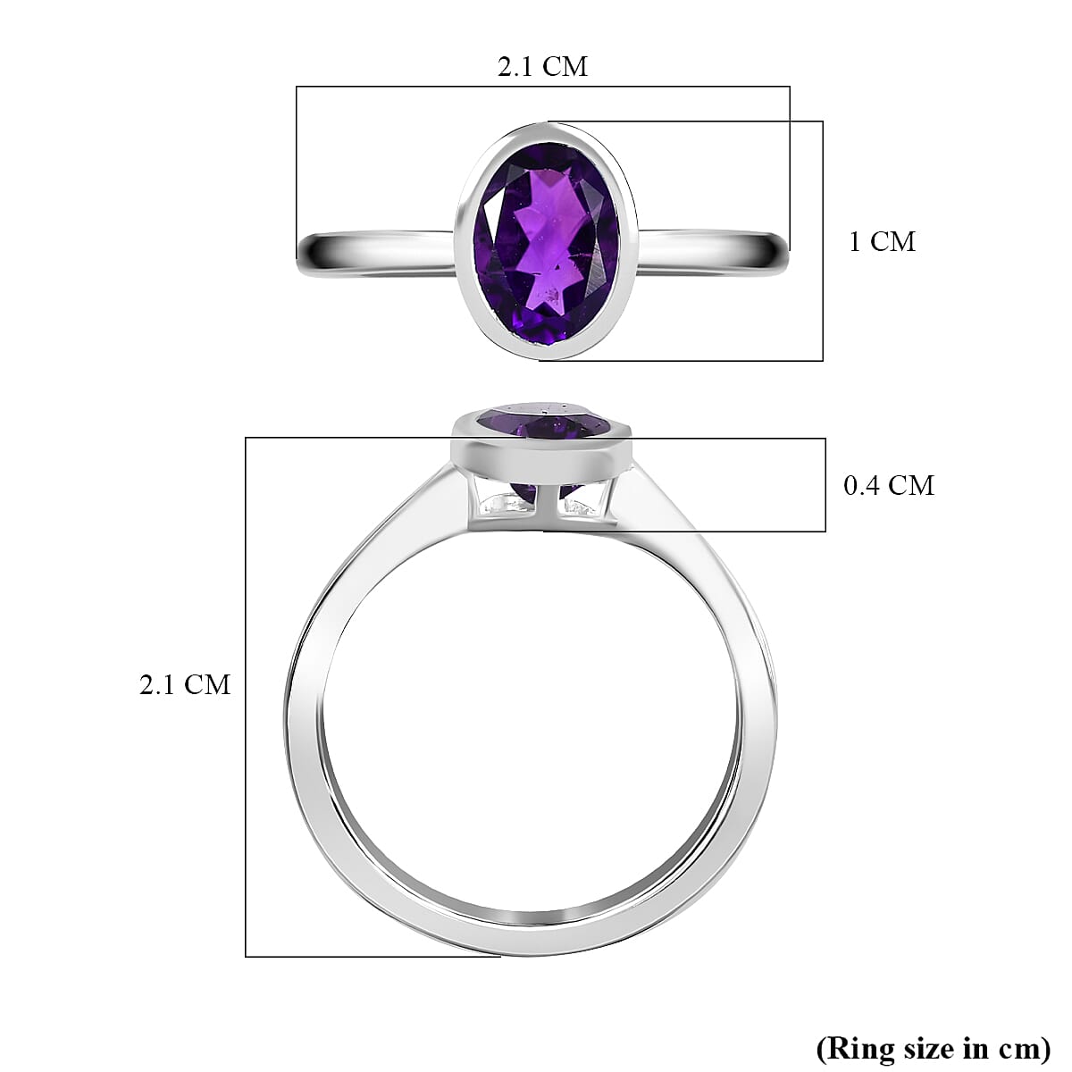 African Amethyst Solitaire Ring Sterling Silver 1.16 ct 7796775 5