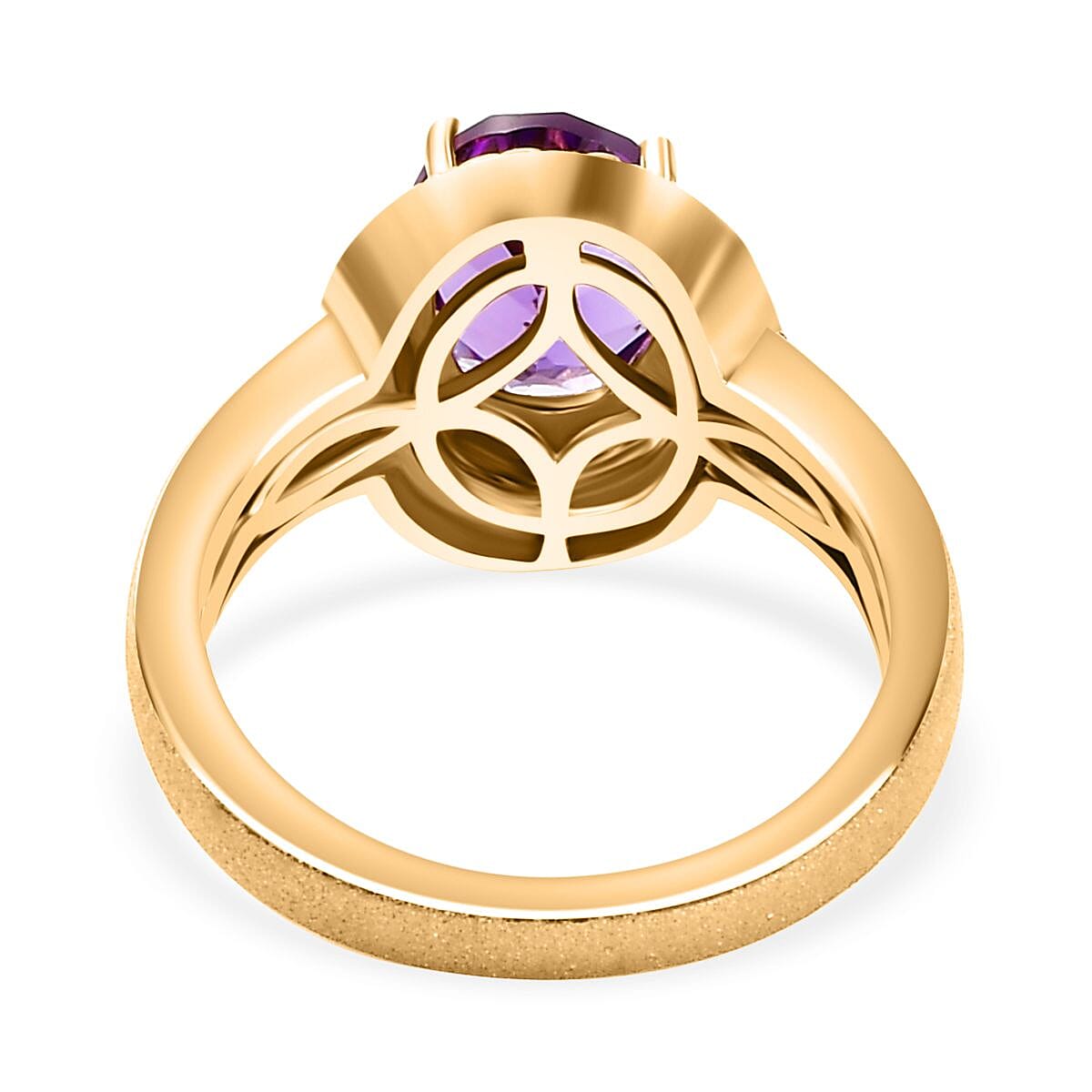 Concave Cut Zambian Amethyst Solitaire Ring in 18K YG Vermeil Sterling Silver. 1.887 Ct. 7863126 9