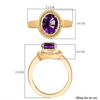 Concave Cut Zambian Amethyst Solitaire Ring in 18K YG Vermeil Sterling Silver. 1.887 Ct.