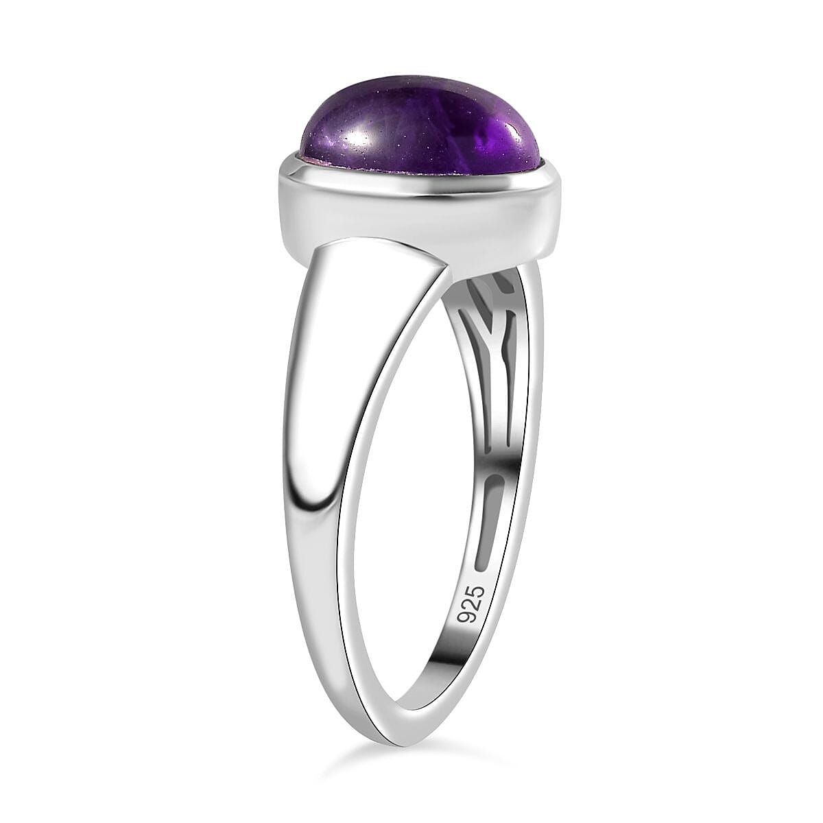 Amethyst Solitaire Ring in Platinum Overlay Sterling Silver 2.14 Ct 7767710 3