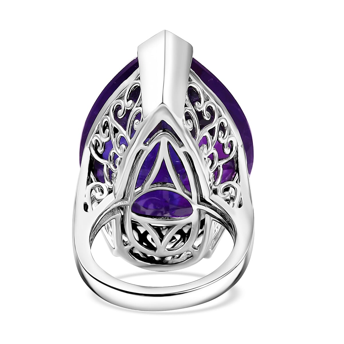 African Amethyst Solitaire Ring in Rhodium Overlay Sterling Silver 35.00 Ct 8048320 4