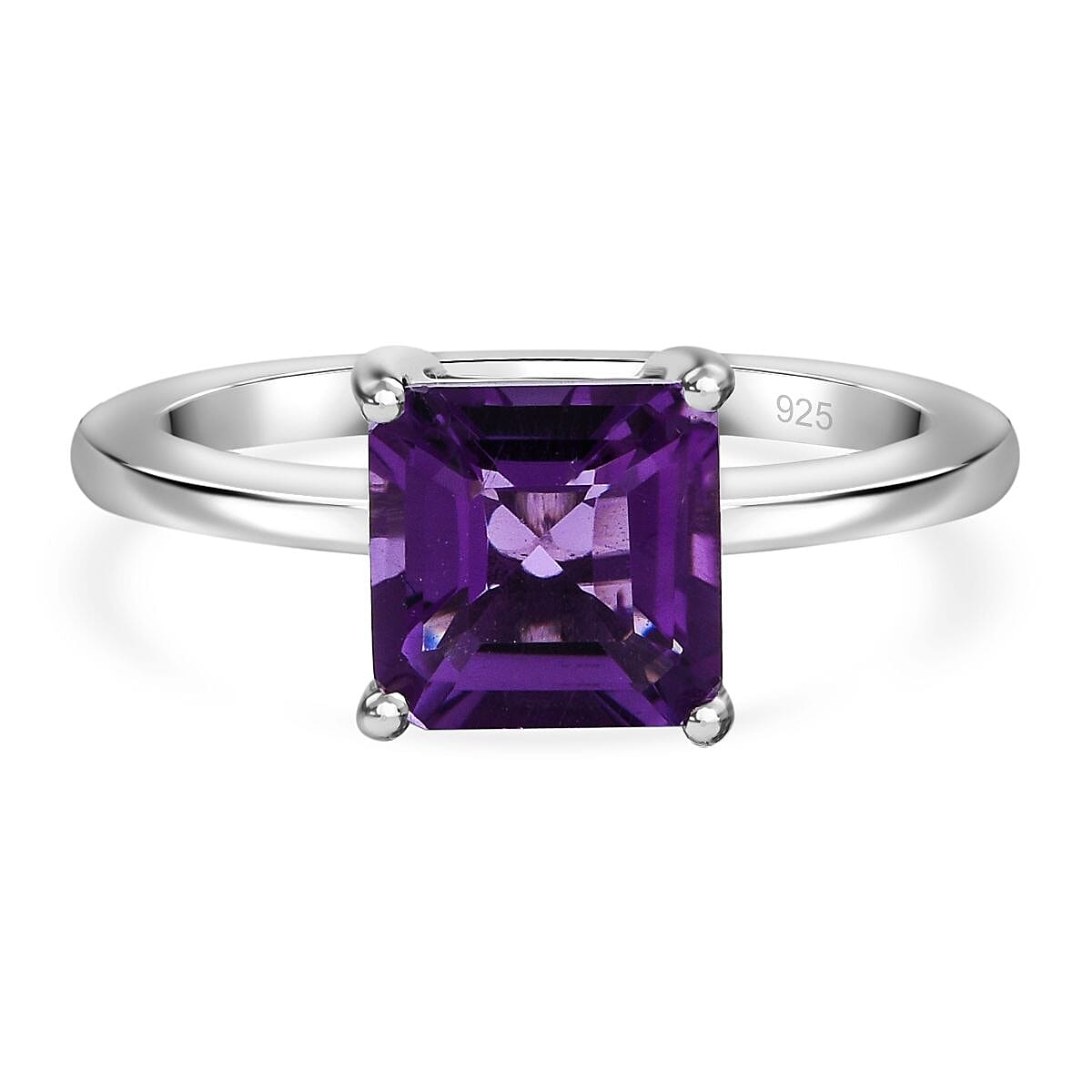 African Amethyst Solitaire Ring in Rhodium Overlay Sterling Silver 7828215 1