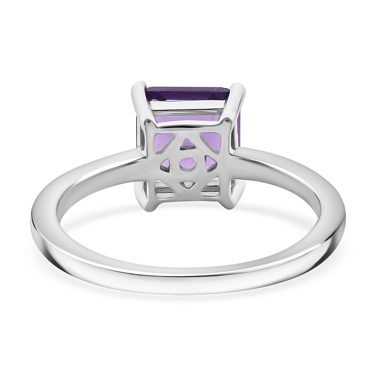 African Amethyst Solitaire Ring in Rhodium Overlay Sterling Silver 7828215 9