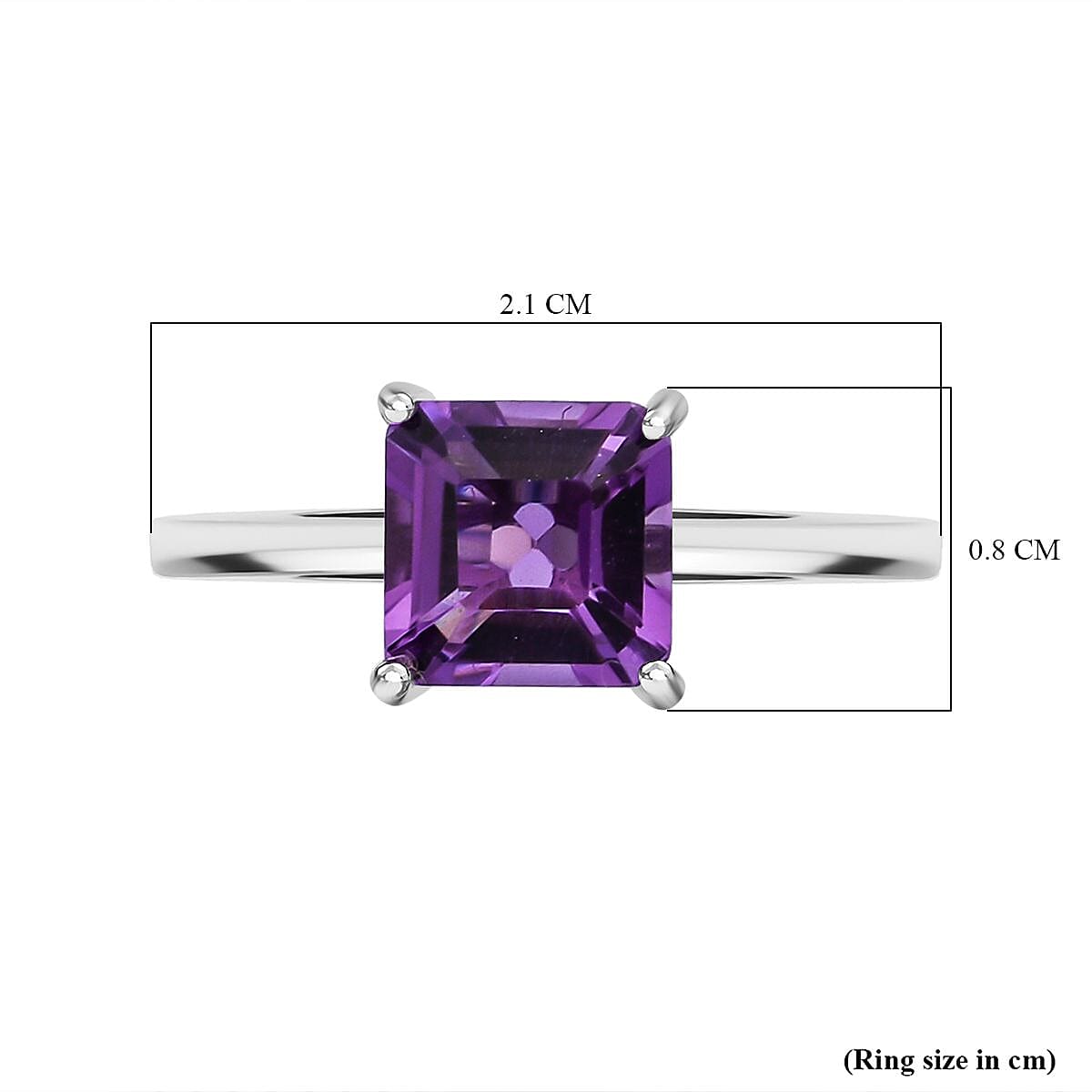 African Amethyst Solitaire Ring in Rhodium Overlay Sterling Silver 7828215 11