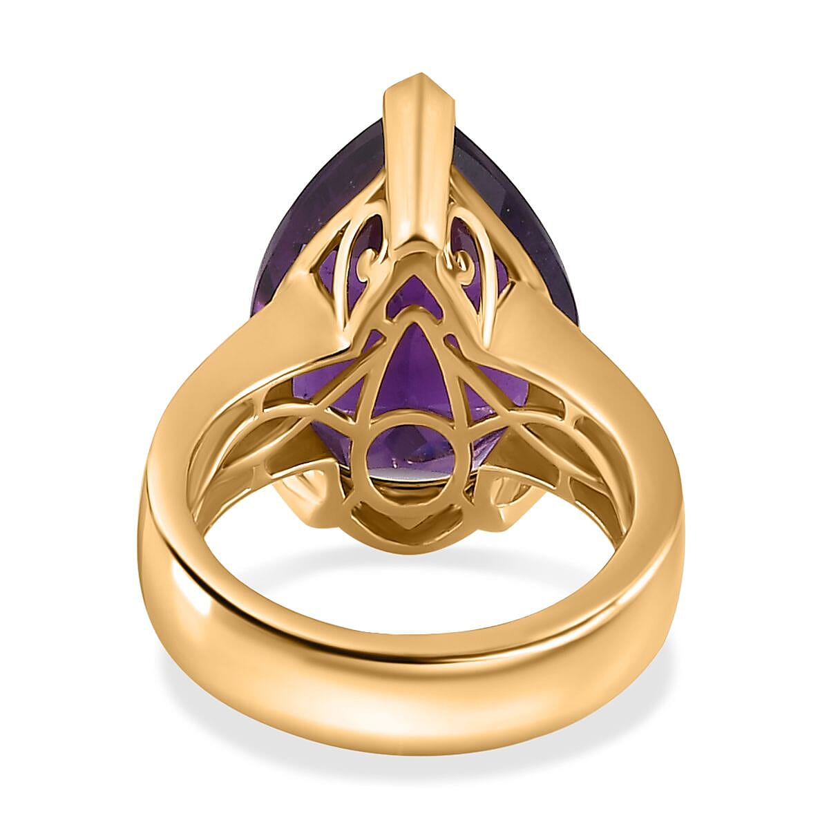 African Amethyst Solitaire Ring in 18K Vermeil Yellow Gold Plated Sterling Silver, Silver Wt. 6 Gms 10.895 Ct. 7749029 5