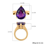 African Amethyst Solitaire Ring in Vermeil YG Sterling Silver, Silver Wt. 6 Gms 10.895  Ct.