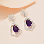 Amethyst Solitaire Dangle Earrings in Sterling Silver 1.33 Ct.