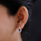 Amethyst Solitaire Dangle Earrings in Sterling Silver 1.33 Ct.