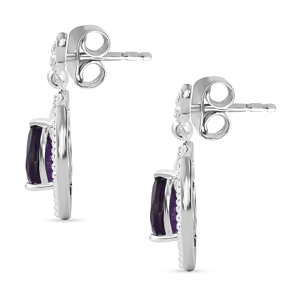 Amethyst Solitaire Dangle Earrings in Sterling Silver 1.33 Ct. 7548599 4