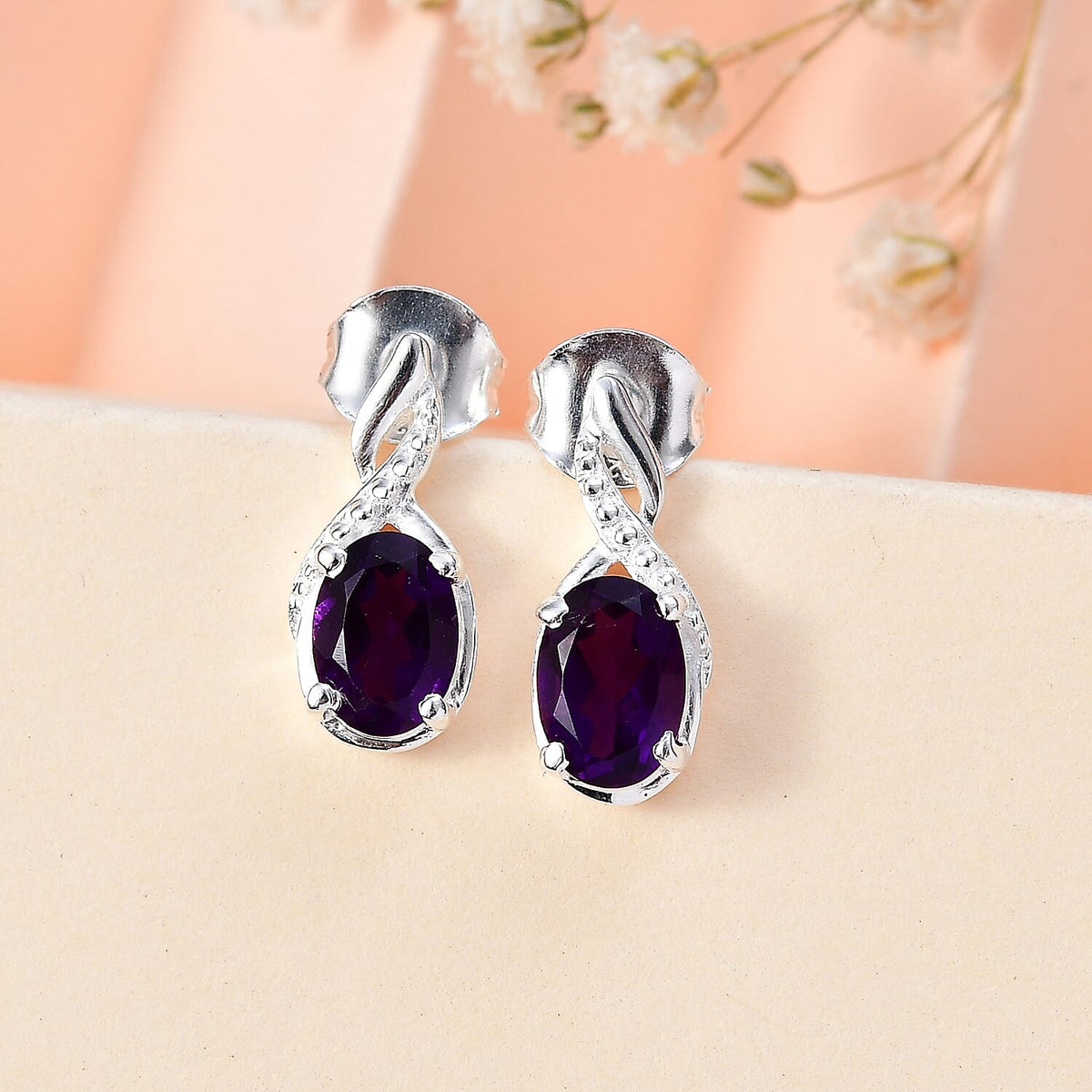 Amethyst Solitaire Earrings in Sterling Silver 1.50 Ct. 7808132 2