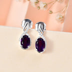 Amethyst Solitaire Earrings in Sterling Silver 1.50 Ct.