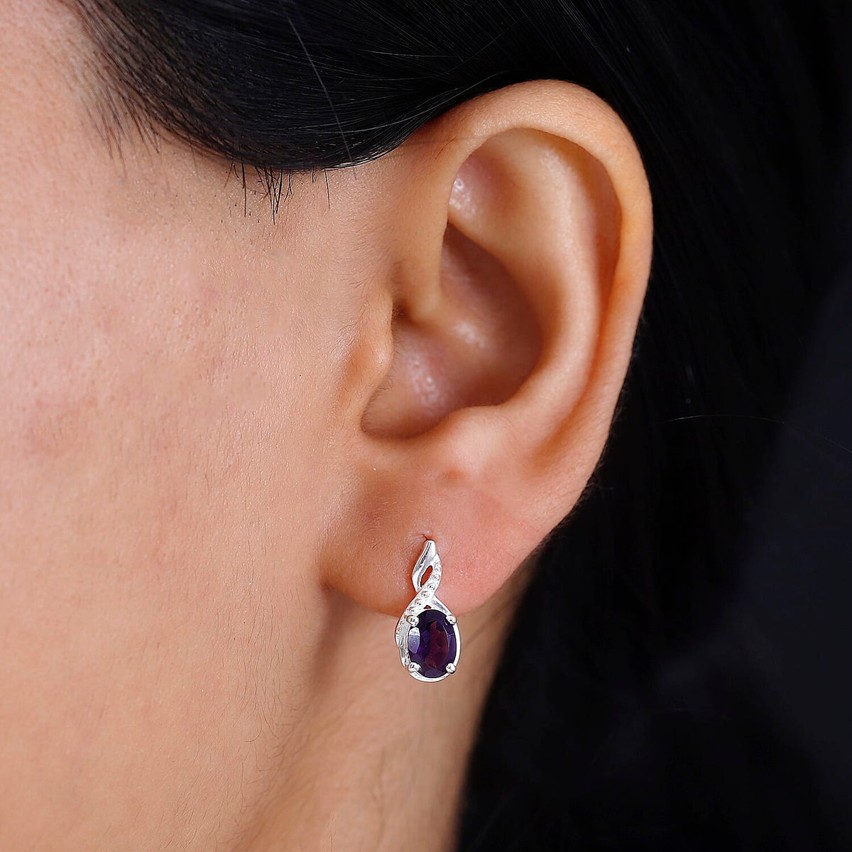 Amethyst Solitaire Earrings in Sterling Silver 1.50 Ct. 7808132 3