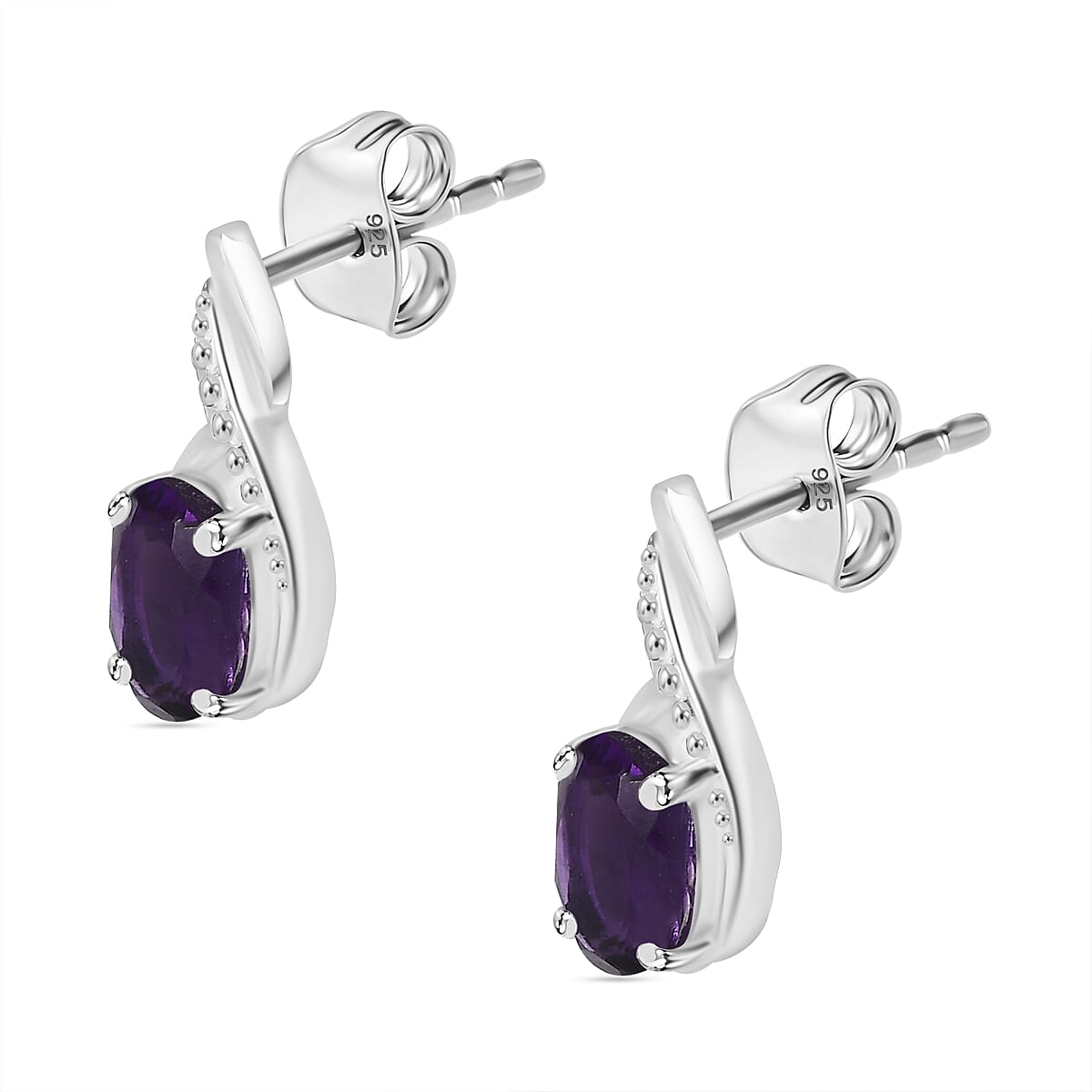 Amethyst Solitaire Earrings in Sterling Silver 1.50 Ct. 7808132 4