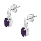 Amethyst Solitaire Earrings in Sterling Silver 1.50 Ct.