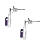 Amethyst Solitaire Earrings in Sterling Silver 1.50 Ct.