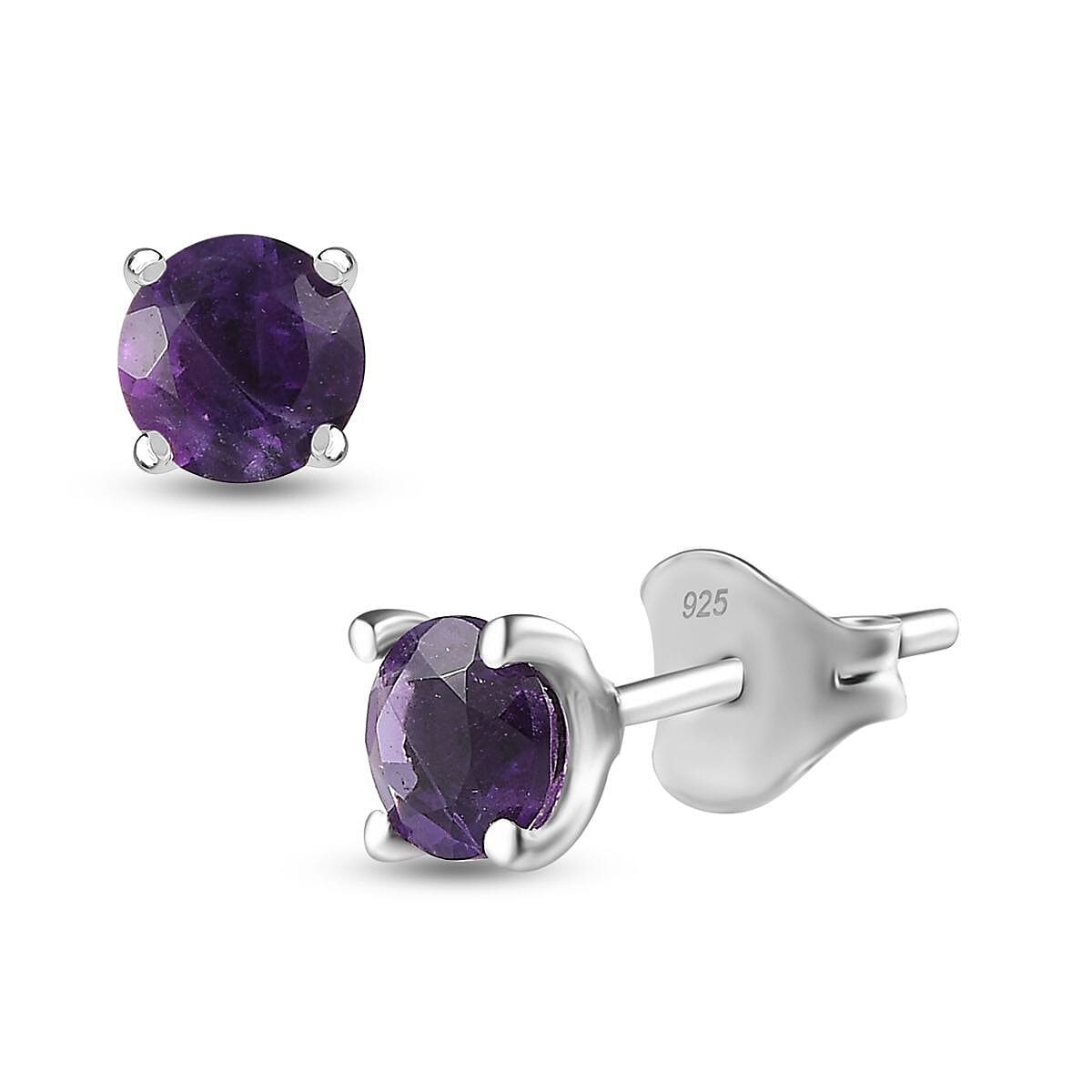 Amethyst Solitaire Stud Earrings in Platinum Overlay Sterling Silver 7746228 0