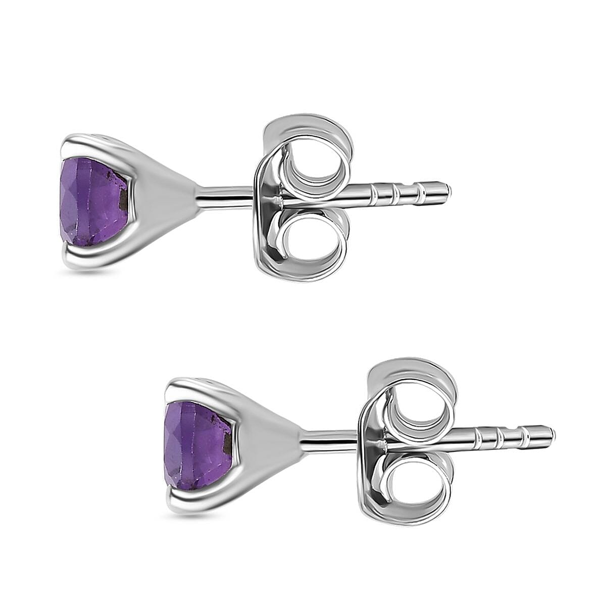 Amethyst Solitaire Stud Earrings in Platinum Overlay Sterling Silver 7746228 5